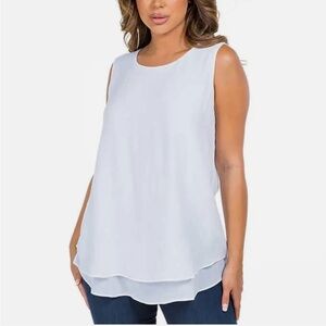 NWT Christina Elegant White Sleeveless Blouse Size XL